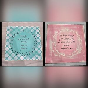Wall Decor Girls 2 Pieces Darling metal with inspirational Quotes 10x10